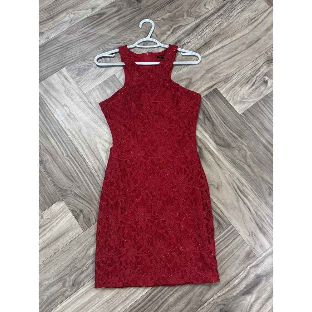 Judie Kristopher Women's Dress Size 7 Red Floral Open Back Zip Closure